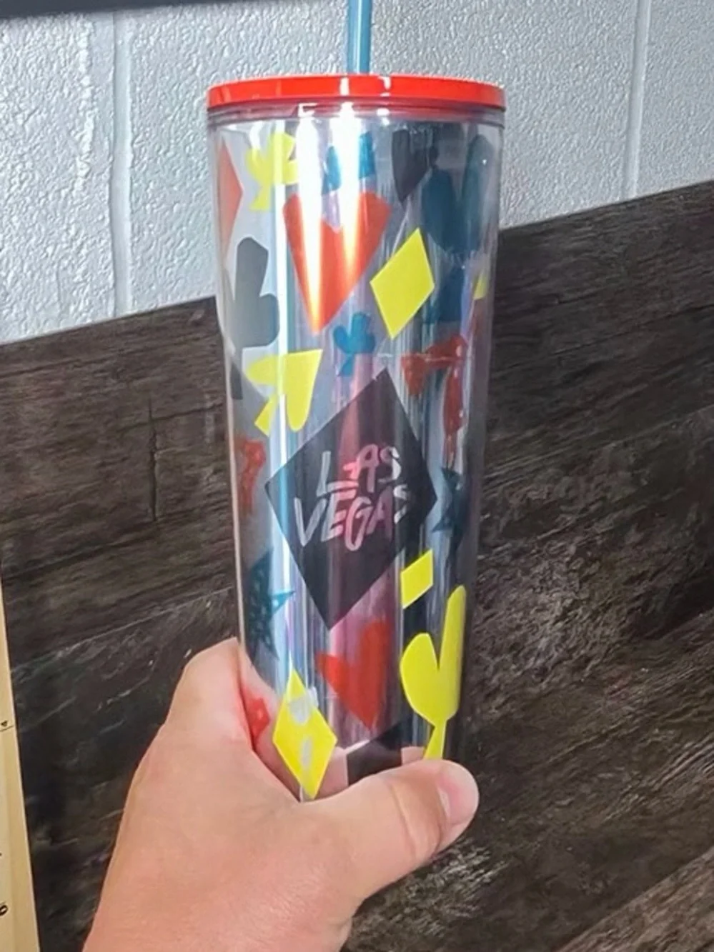 Starbucks Las Vegas Neon Multi-Color Tumbler with Red Lid